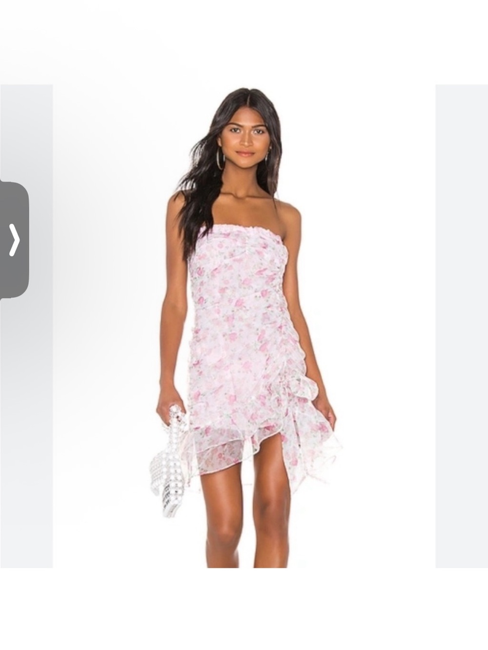 For Love and Lemons Pink Floral Ruffle Mini Dress